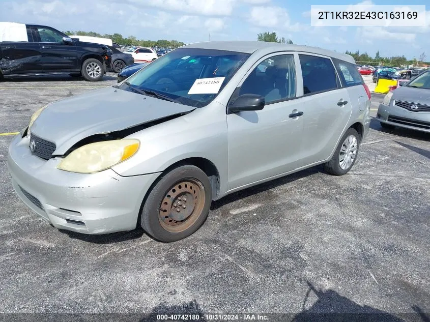 2003 Toyota Matrix Standard VIN: 2T1KR32E43C163169 Lot: 40742180