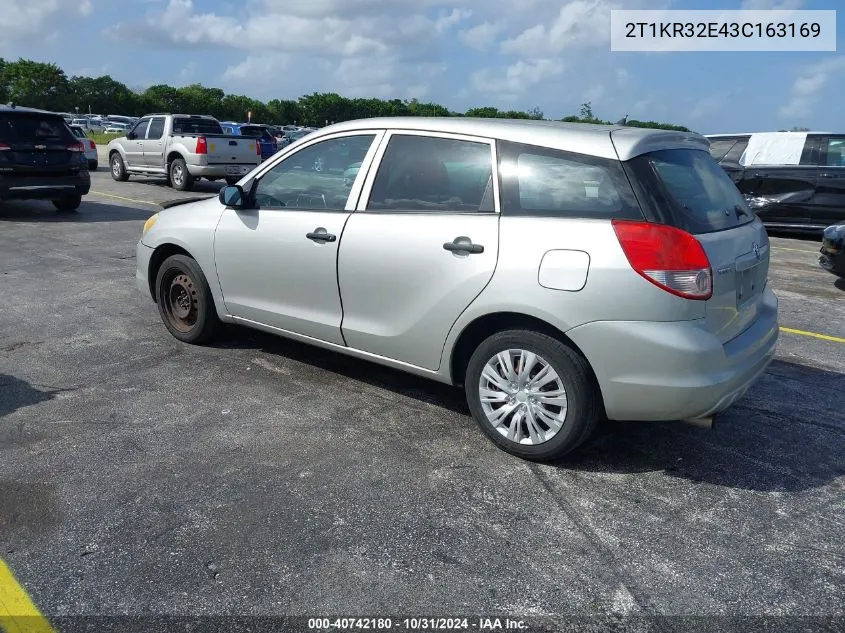 2003 Toyota Matrix Standard VIN: 2T1KR32E43C163169 Lot: 40742180