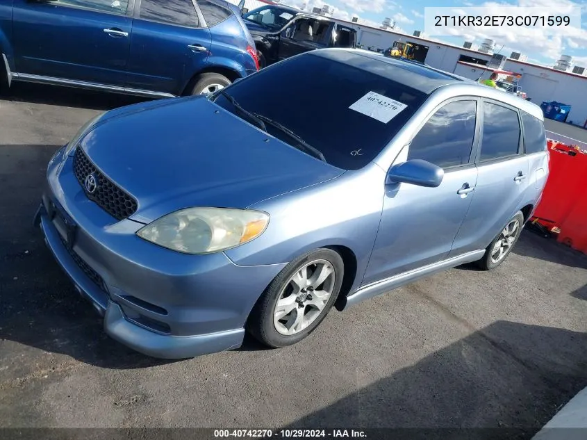 2003 Toyota Matrix Xr VIN: 2T1KR32E73C071599 Lot: 40742270