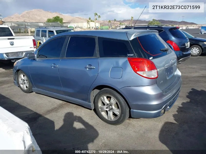 2003 Toyota Matrix Xr VIN: 2T1KR32E73C071599 Lot: 40742270