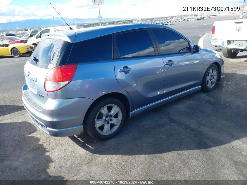 2003 Toyota Matrix Xr VIN: 2T1KR32E73C071599 Lot: 40742270