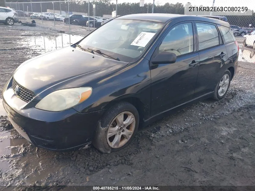 2003 Toyota Matrix Xr VIN: 2T1KR32E63C080259 Lot: 40785215