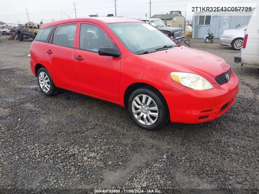 2003 Toyota Matrix Standard VIN: 2T1KR32E43C057725 Lot: 40785880