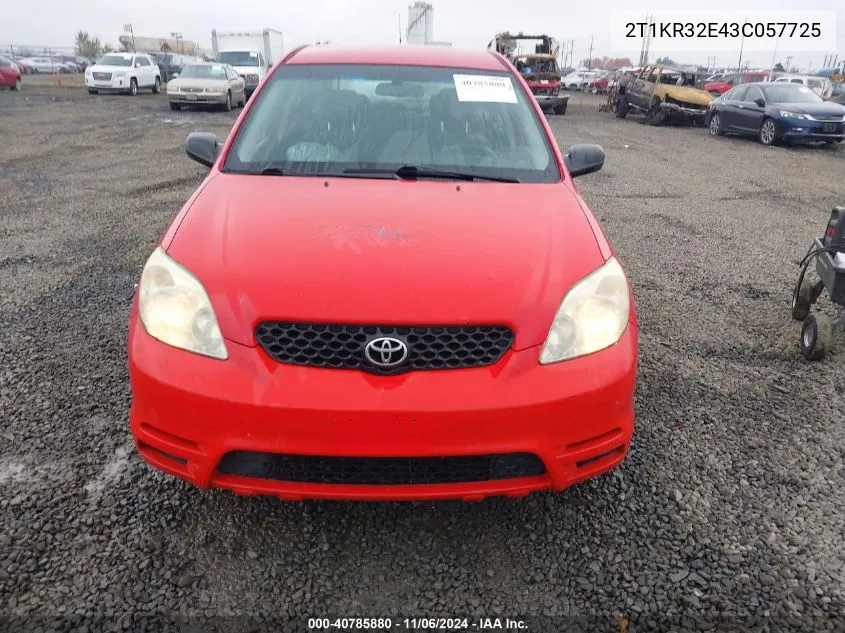 2003 Toyota Matrix Standard VIN: 2T1KR32E43C057725 Lot: 40785880