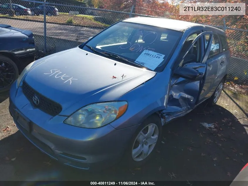 2003 Toyota Matrix Standard VIN: 2T1LR32E83C011240 Lot: 40811249