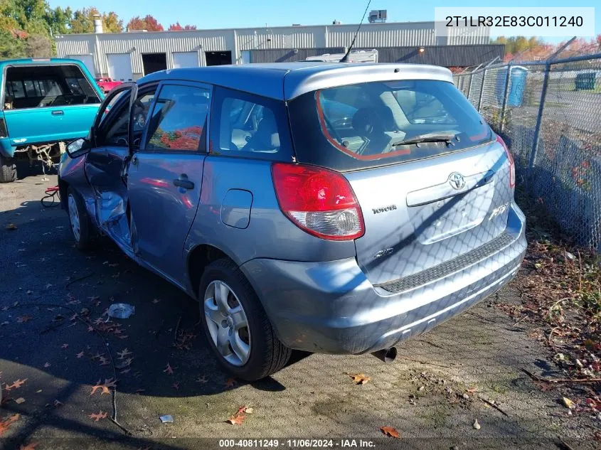 2003 Toyota Matrix Standard VIN: 2T1LR32E83C011240 Lot: 40811249