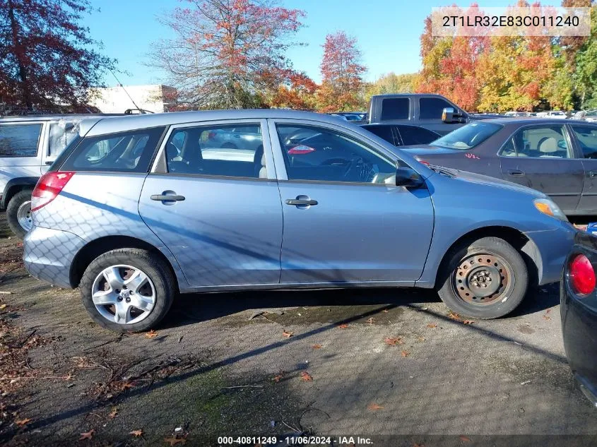 2003 Toyota Matrix Standard VIN: 2T1LR32E83C011240 Lot: 40811249