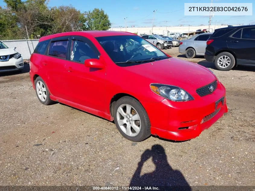 2003 Toyota Matrix Xr VIN: 2T1KR32E83C042676 Lot: 40840312