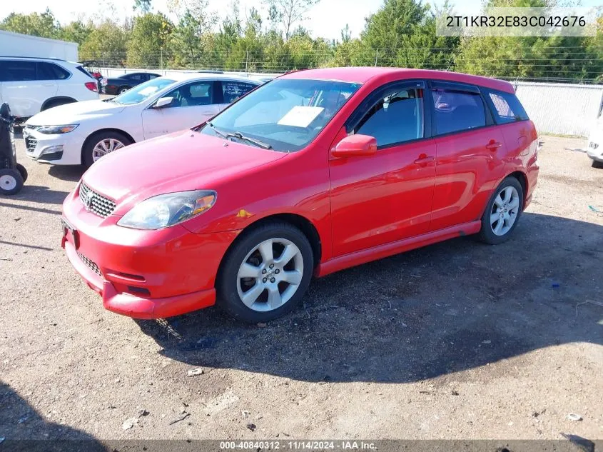 2003 Toyota Matrix Xr VIN: 2T1KR32E83C042676 Lot: 40840312