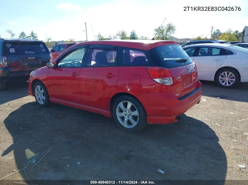 2003 Toyota Matrix Xr VIN: 2T1KR32E83C042676 Lot: 40840312