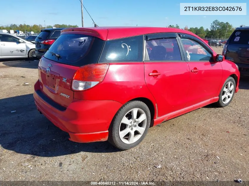 2003 Toyota Matrix Xr VIN: 2T1KR32E83C042676 Lot: 40840312