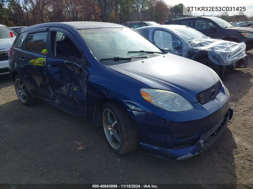 2003 Toyota Matrix Xr VIN: 2T1KR32E53C031425 Lot: 40843899