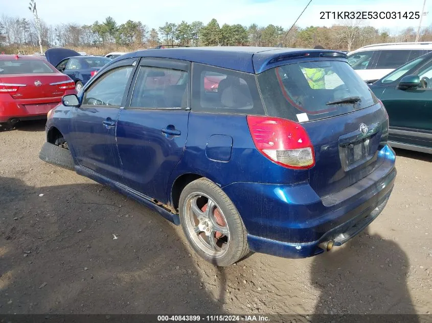 2003 Toyota Matrix Xr VIN: 2T1KR32E53C031425 Lot: 40843899