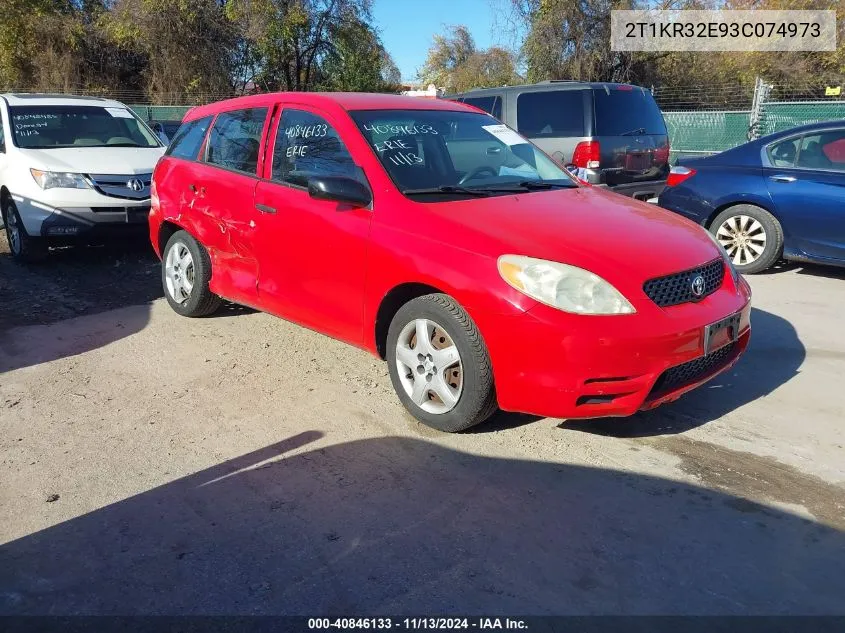 2003 Toyota Matrix Standard VIN: 2T1KR32E93C074973 Lot: 40846133