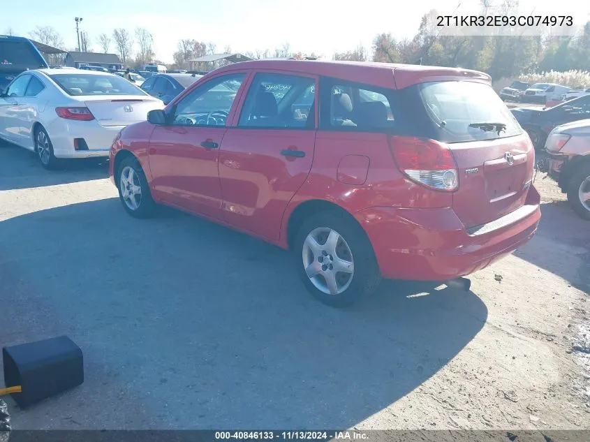 2003 Toyota Matrix Standard VIN: 2T1KR32E93C074973 Lot: 40846133