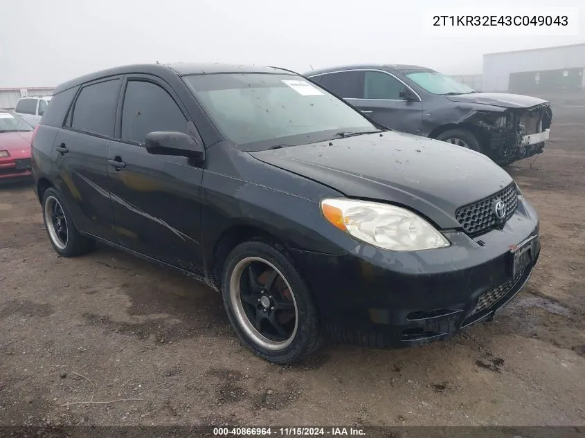 2003 Toyota Matrix Standard VIN: 2T1KR32E43C049043 Lot: 40866964