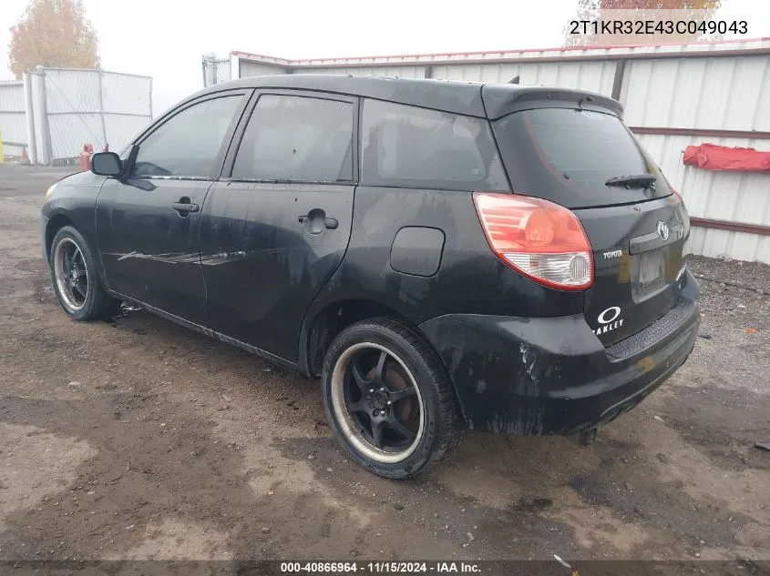 2003 Toyota Matrix Standard VIN: 2T1KR32E43C049043 Lot: 40866964