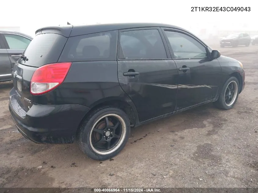 2003 Toyota Matrix Standard VIN: 2T1KR32E43C049043 Lot: 40866964