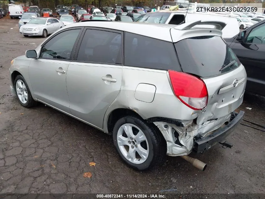 2003 Toyota Matrix Xr VIN: 2T1KR32E43C029259 Lot: 40872341