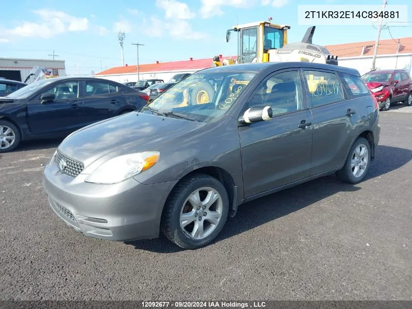 2004 Toyota Matrix VIN: 2T1KR32E14C834881 Lot: 12092677