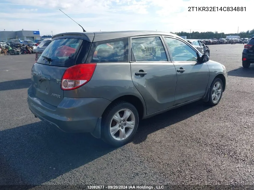 2004 Toyota Matrix VIN: 2T1KR32E14C834881 Lot: 12092677