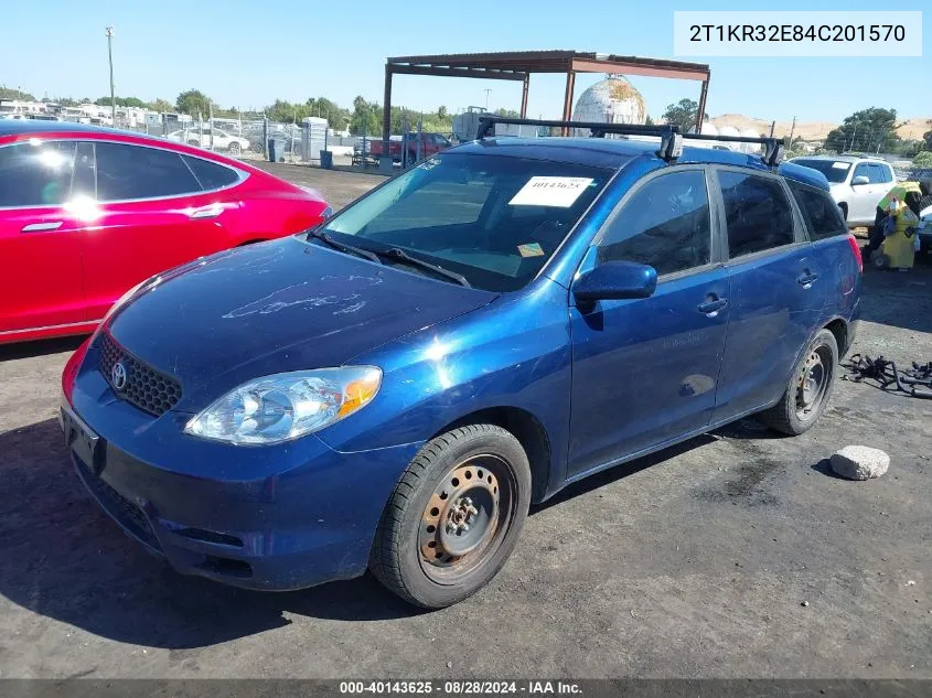 2004 Toyota Matrix Xr VIN: 2T1KR32E84C201570 Lot: 40143625