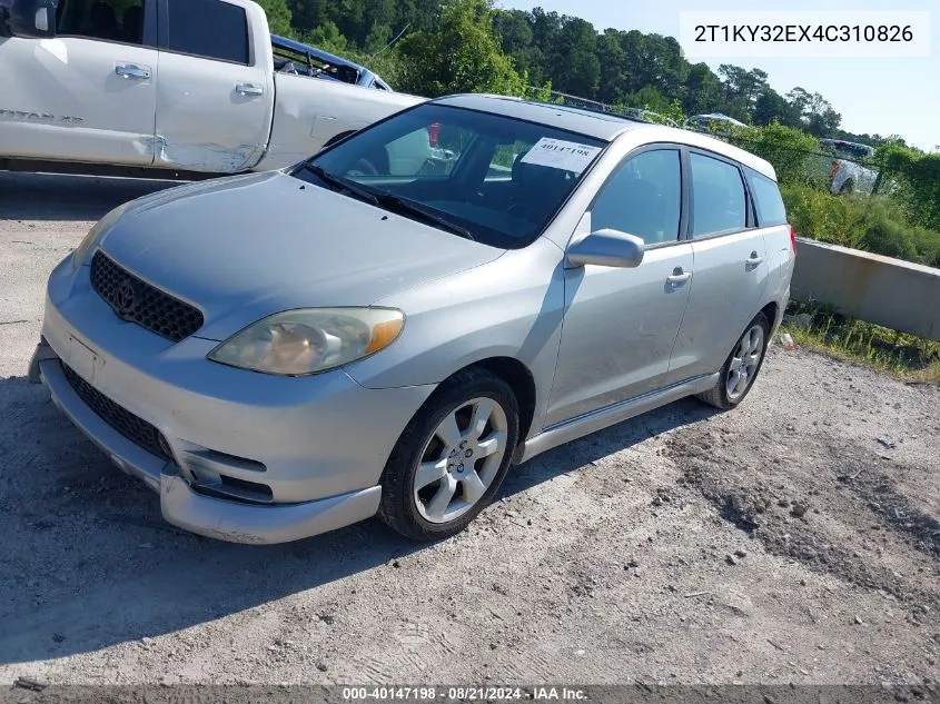 2004 Toyota Corolla Matrix Xrs VIN: 2T1KY32EX4C310826 Lot: 40147198