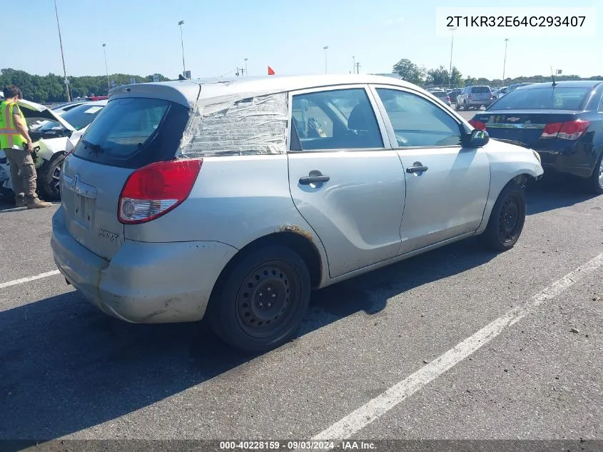 2004 Toyota Matrix Standard VIN: 2T1KR32E64C293407 Lot: 40228159