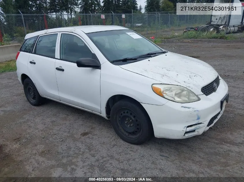 2004 Toyota Matrix Standard VIN: 2T1KR32E54C301951 Lot: 40258353