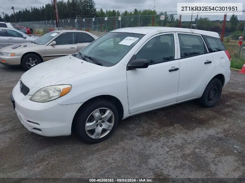 2004 Toyota Matrix Standard VIN: 2T1KR32E54C301951 Lot: 40258353