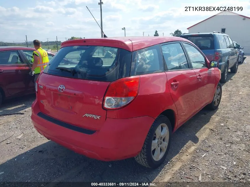 2004 Toyota Matrix Xr VIN: 2T1KR38EX4C248199 Lot: 40333681