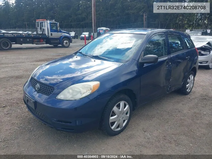 2004 Toyota Matrix Standard VIN: 2T1LR32E74C208708 Lot: 40384903