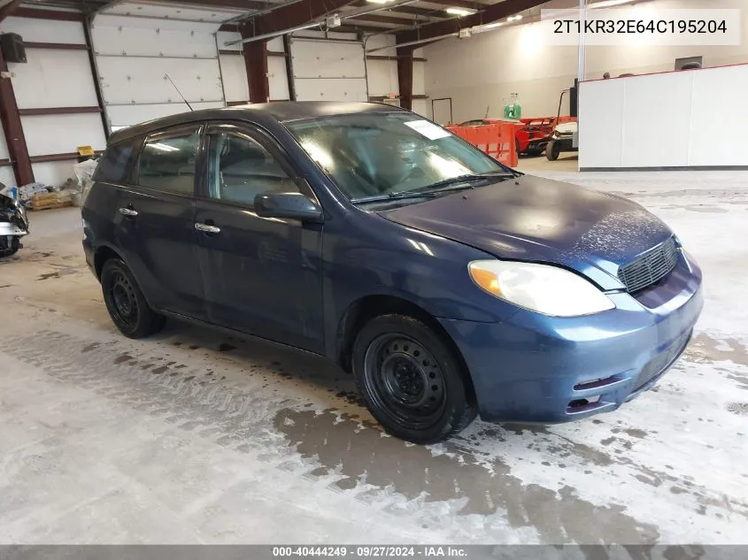 2004 Toyota Matrix Standard VIN: 2T1KR32E64C195204 Lot: 40444249