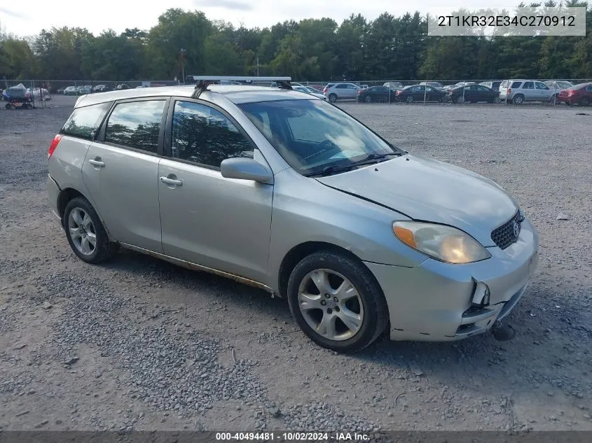 2004 Toyota Matrix Xr VIN: 2T1KR32E34C270912 Lot: 40494481