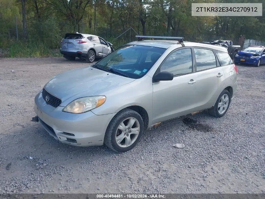 2004 Toyota Matrix Xr VIN: 2T1KR32E34C270912 Lot: 40494481