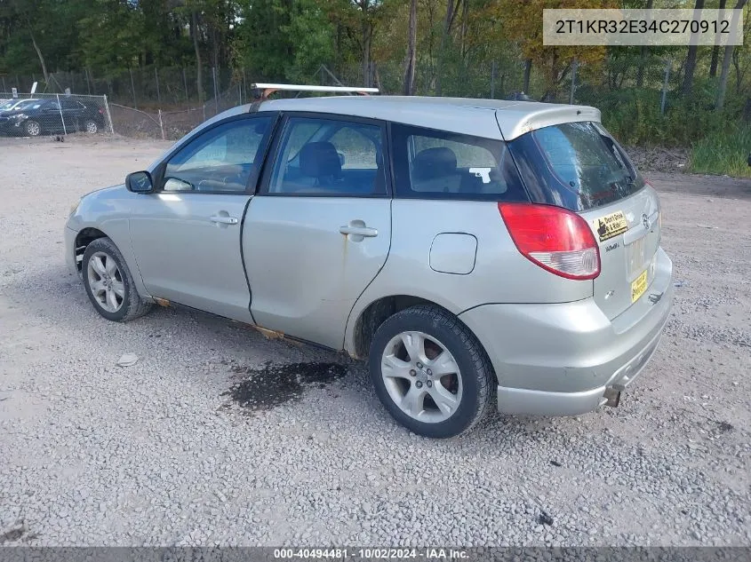 2004 Toyota Matrix Xr VIN: 2T1KR32E34C270912 Lot: 40494481