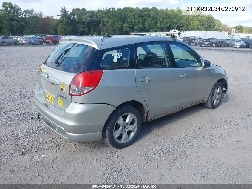 2004 Toyota Matrix Xr VIN: 2T1KR32E34C270912 Lot: 40494481