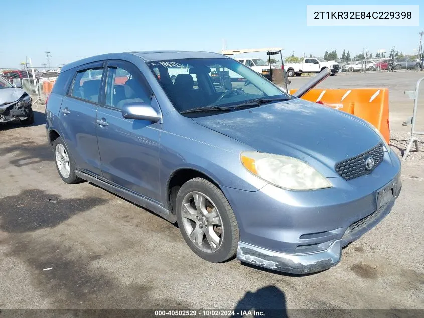 2004 Toyota Matrix Xr VIN: 2T1KR32E84C229398 Lot: 40502529