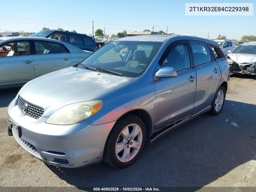 2004 Toyota Matrix Xr VIN: 2T1KR32E84C229398 Lot: 40502529