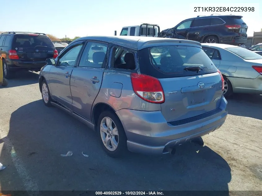 2004 Toyota Matrix Xr VIN: 2T1KR32E84C229398 Lot: 40502529