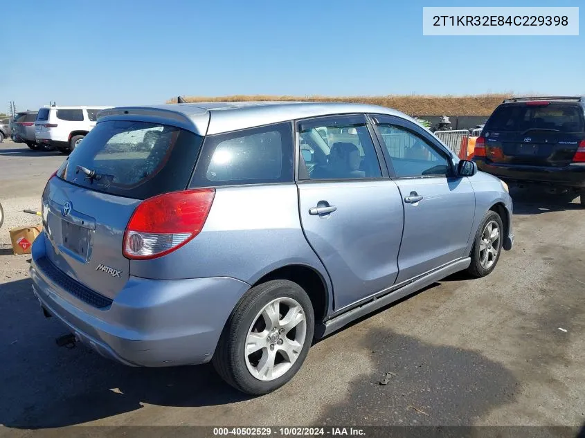 2004 Toyota Matrix Xr VIN: 2T1KR32E84C229398 Lot: 40502529