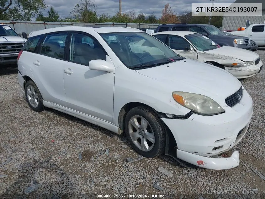 2004 Toyota Matrix Xr VIN: 2T1KR32E54C193007 Lot: 40617986