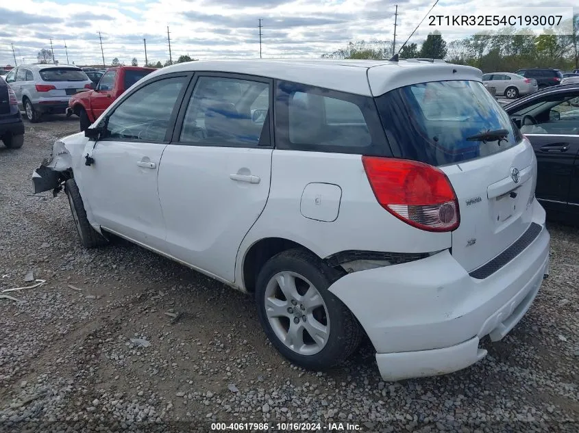 2004 Toyota Matrix Xr VIN: 2T1KR32E54C193007 Lot: 40617986