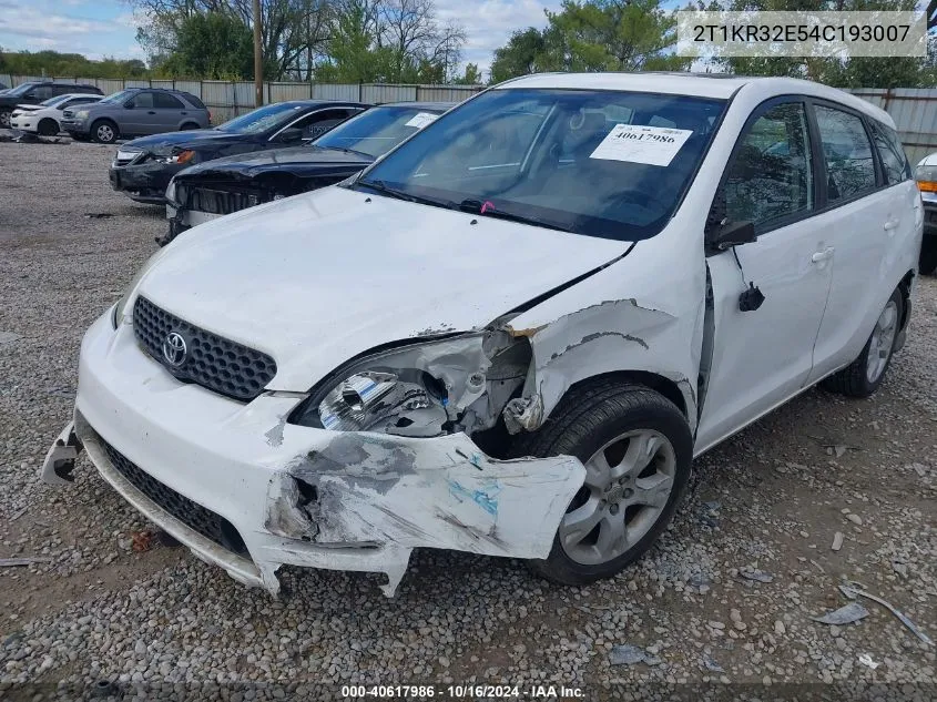 2004 Toyota Matrix Xr VIN: 2T1KR32E54C193007 Lot: 40617986