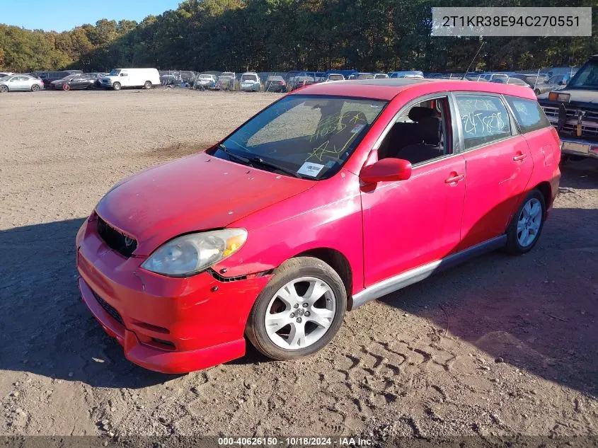 2T1KR38E94C270551 2004 Toyota Matrix Xr