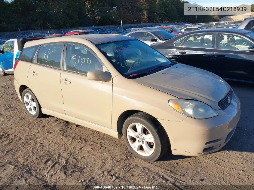 2004 Toyota Matrix Xr VIN: 2T1KR32E54C218939 Lot: 40648787