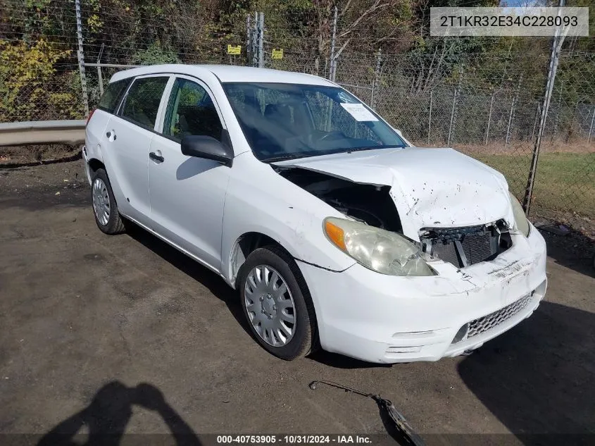 2004 Toyota Matrix Xr VIN: 2T1KR32E34C228093 Lot: 40753905