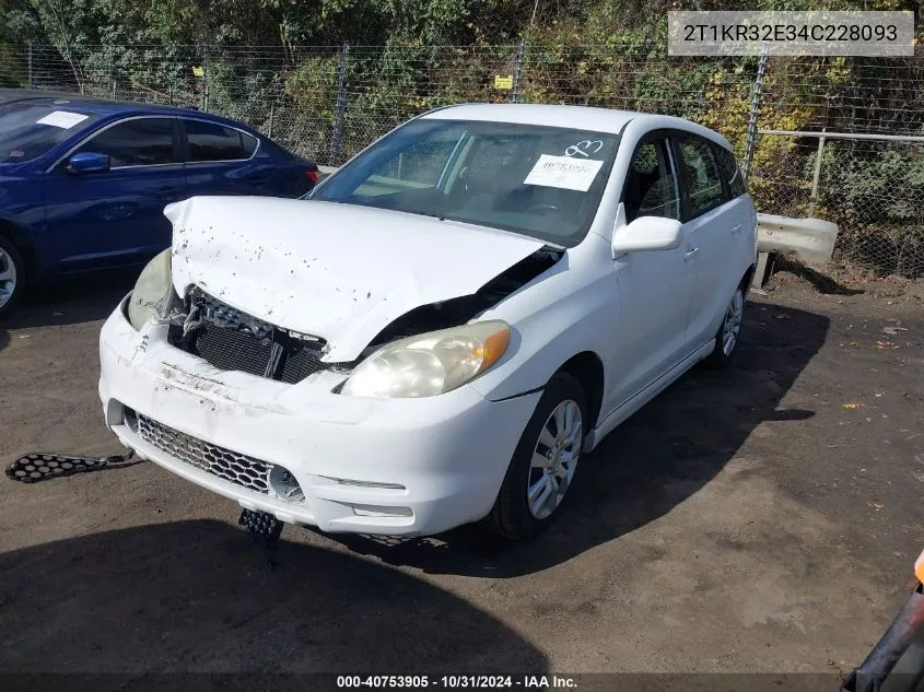 2004 Toyota Matrix Xr VIN: 2T1KR32E34C228093 Lot: 40753905