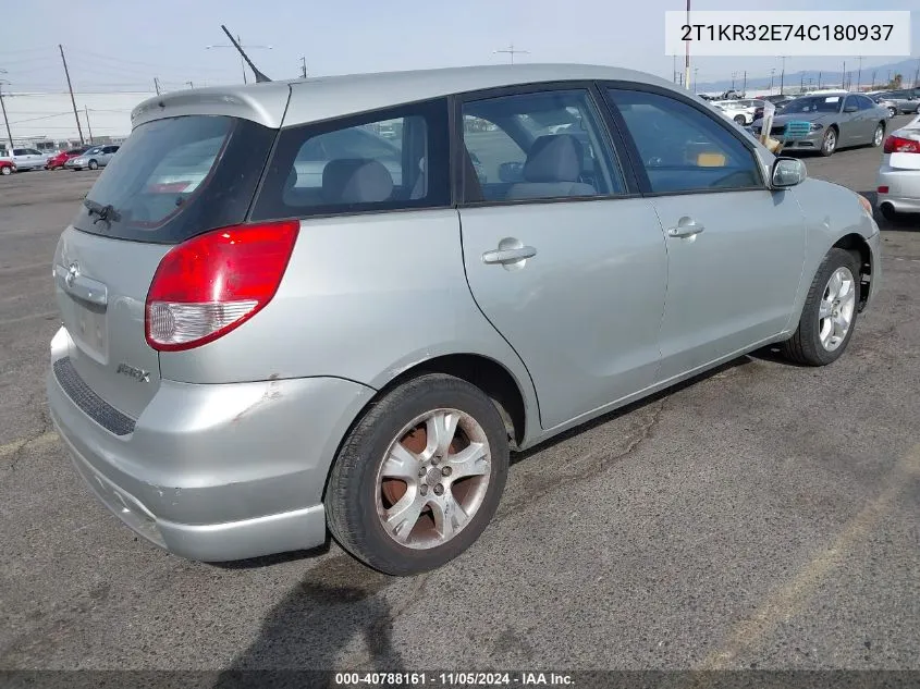 2004 Toyota Matrix Xr VIN: 2T1KR32E74C180937 Lot: 40788161