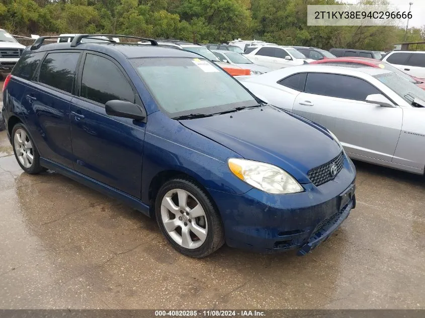 2004 Toyota Matrix Xrs VIN: 2T1KY38E94C296666 Lot: 40820285